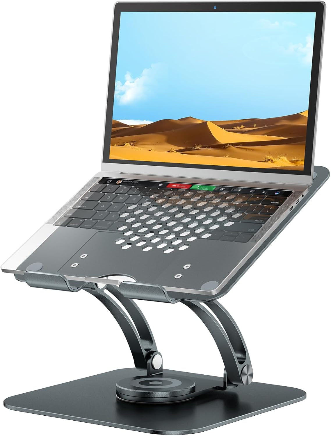 Ergonomic 360° Rotating Laptop Stand for Desk - Adjustable Computer Riser Compatible with 10-16" Laptops - Gray