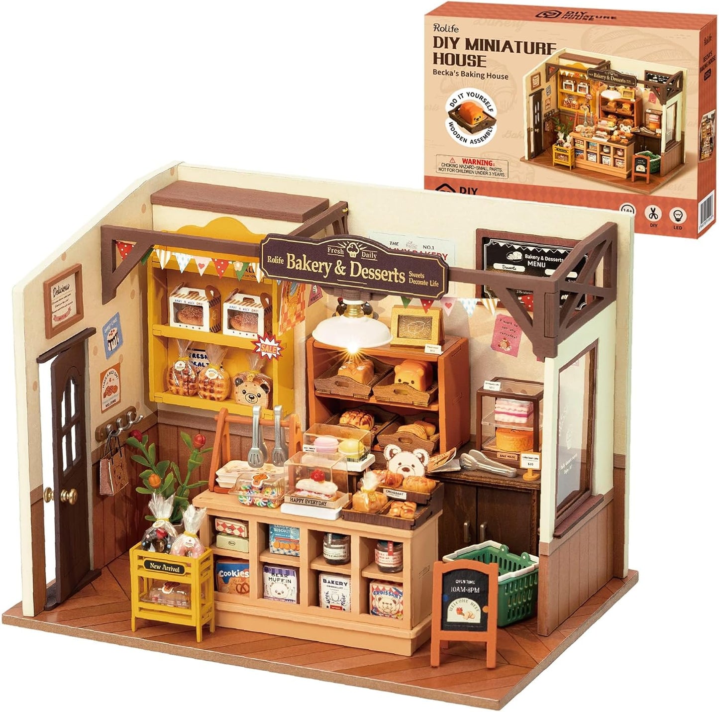Miniature House Kit for Beginners-1:20 DIY Miniature Dollhouse Kit with LED Lights-Tiny House Crafts for Adults-Birthday Gifts Hobbies for Women and Men
