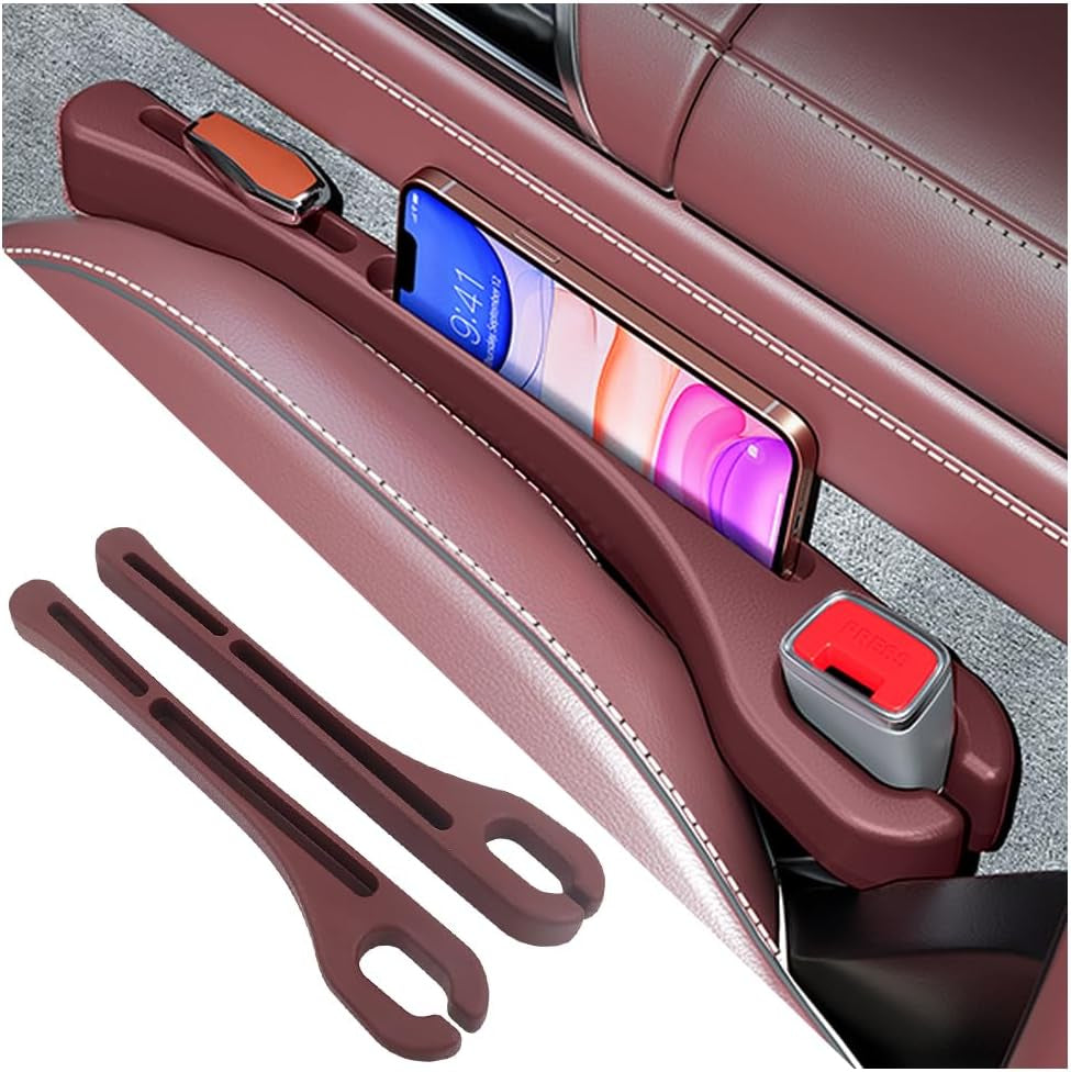 2-Pack Enhanced Car Seat Gap Filler with Phone Holder - Multifunctional Organizer - Universal (Black)