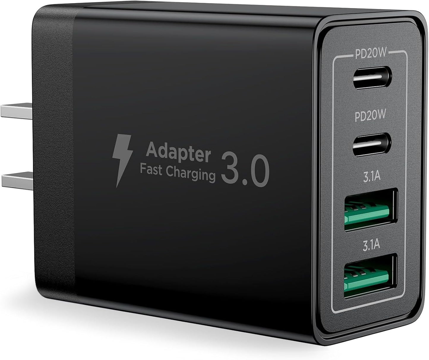 40W Dual USB-C Wall Charger - Fast Charging Power Adapter with PD and QC for iPhone and Android Devices