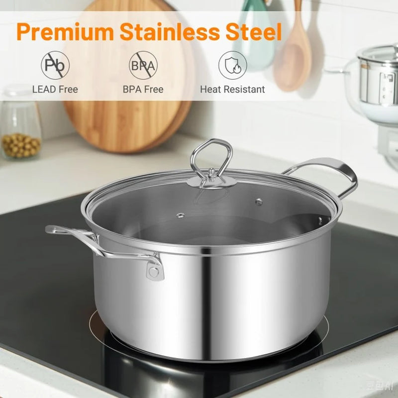 12-Piece Cookware Set with Tempered Glass Lids and Ergonomic Handles