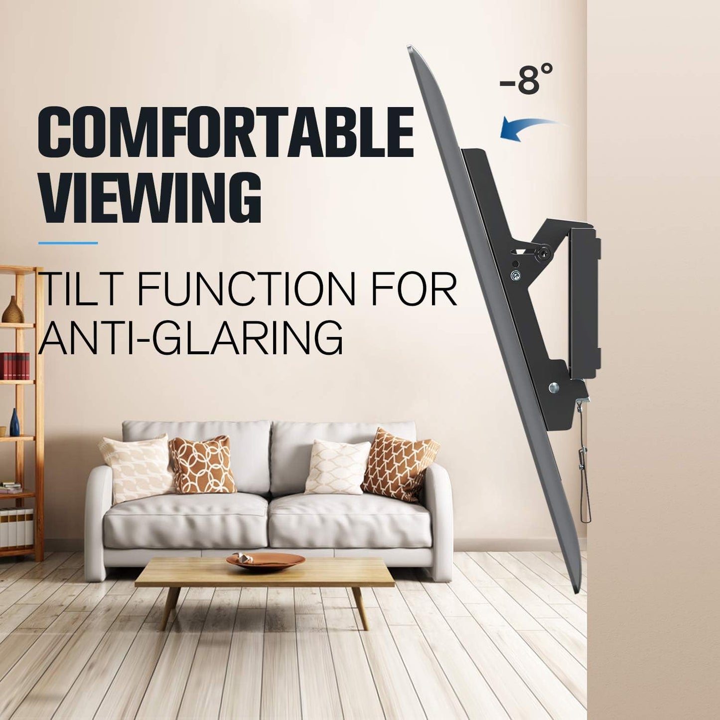 Tilting Low Profile TV Wall Mount for 42-84" TVs, VESA 800x400mm and 132 lbs, Compatible with 16", 18", 24", and 32" Stud Spacing