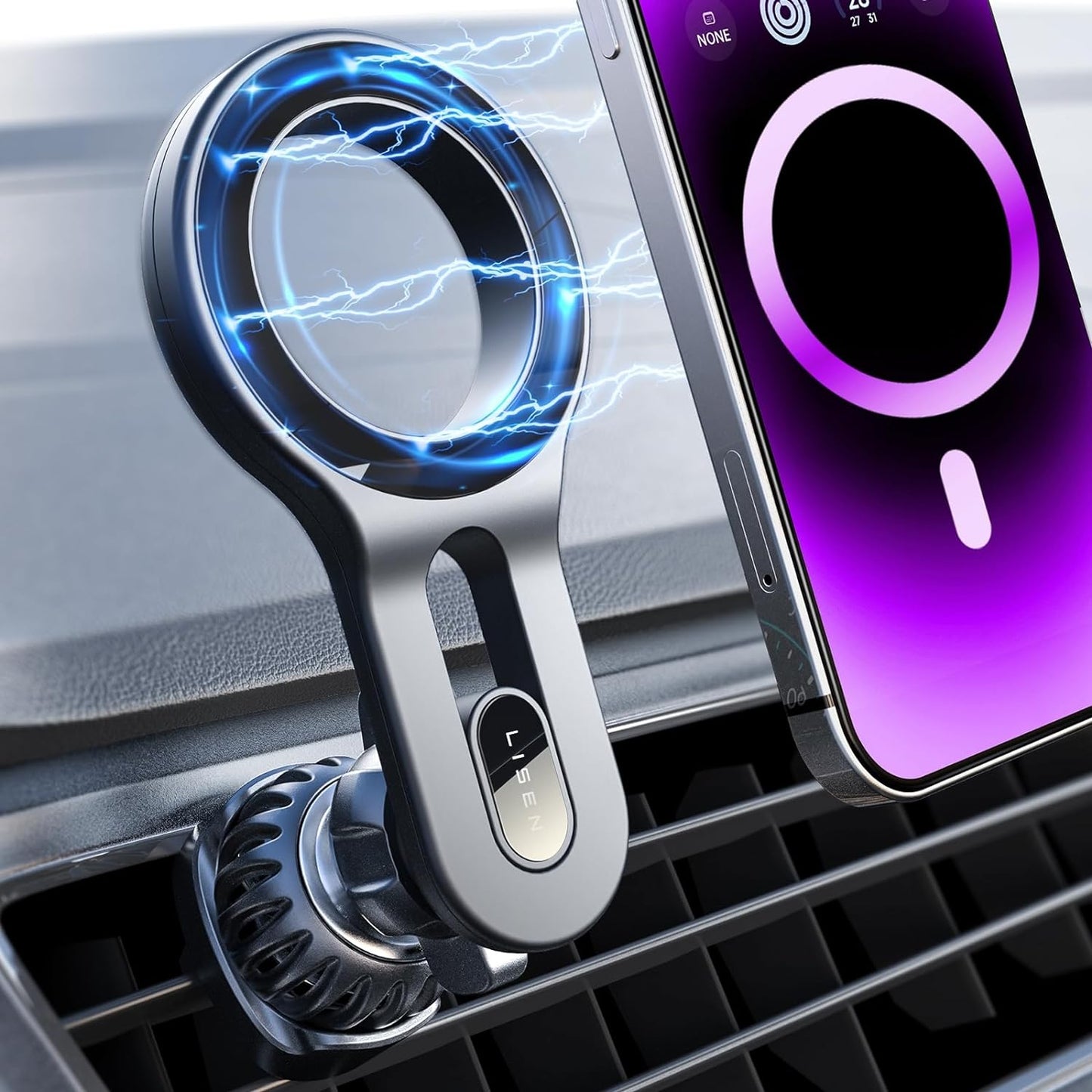 MagSafe-Compatible Car Mount Upgrade with 18 Magnets for iPhone 16 Pro Max - Super Stable Magnetic Phone Holder for Air Vent, Compatible with iPhone 13/14/15 Pro Max Plus