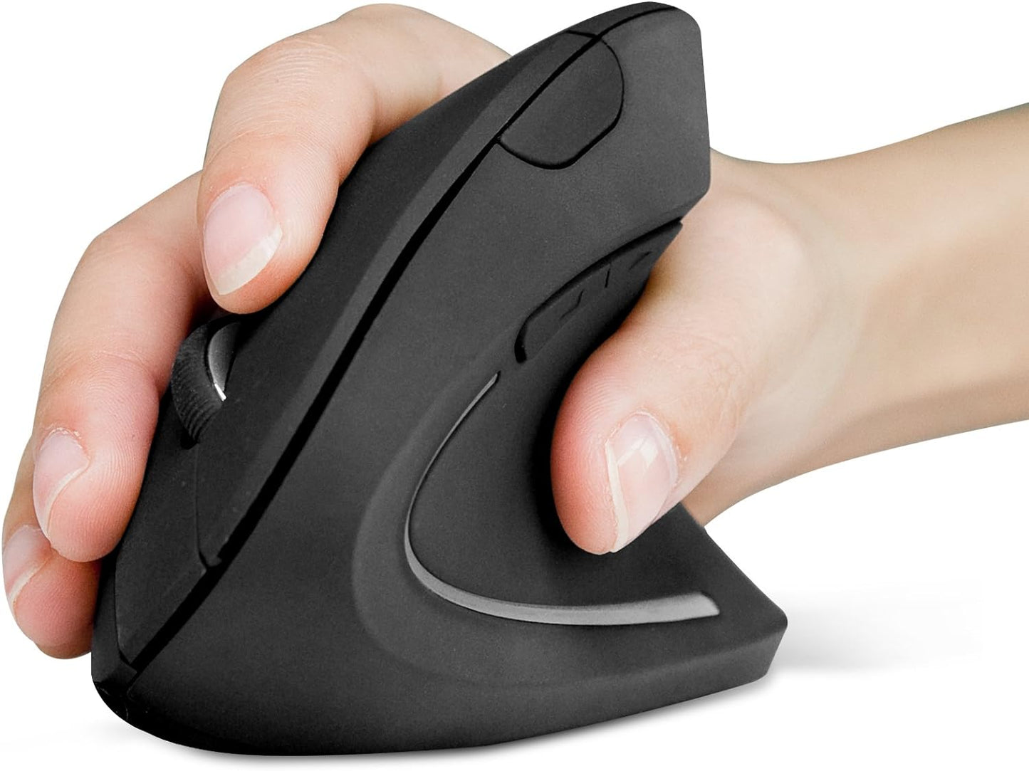 Wireless Vertical Ergonomic Optical Mouse - 2.4G, Adjustable DPI (800/1200/1600), 5 Buttons, Compatible with Laptop, Desktop - Black