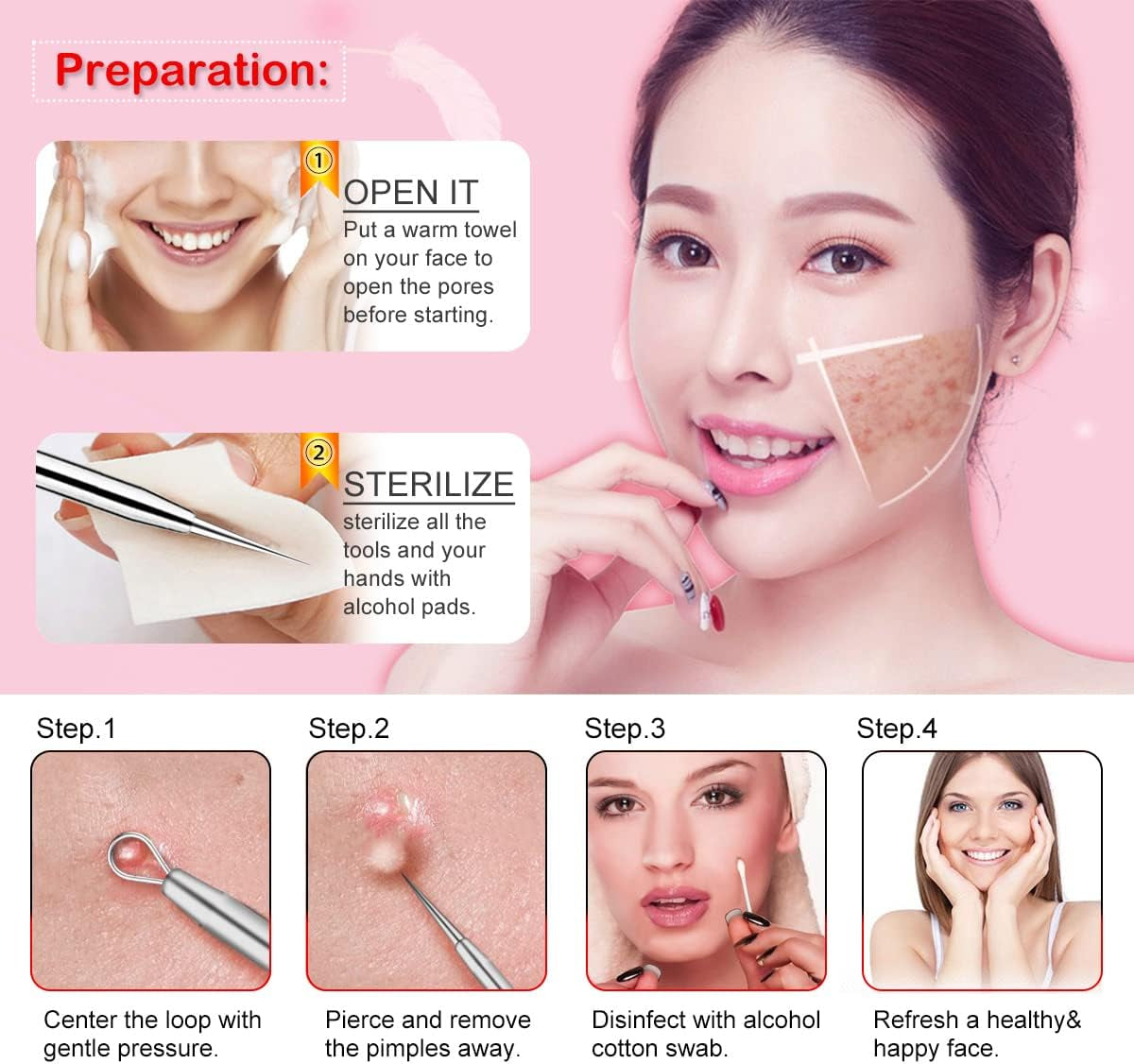 Professional Blackhead Remover Tool Kit - 6-Piece Pimple Extractor Set for Acne, Whiteheads, and Blemishes with Organized Case