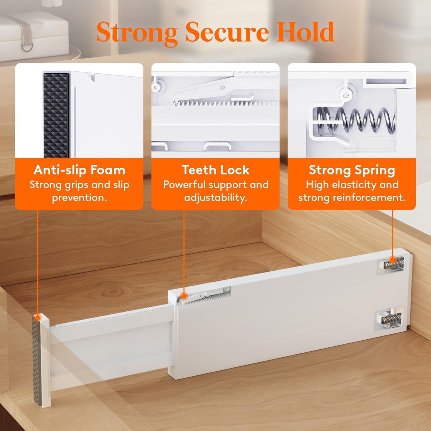8-Pack Adjustable Plastic Drawer Dividers, 4" High, 11-17" for Closet and Vanity Organization