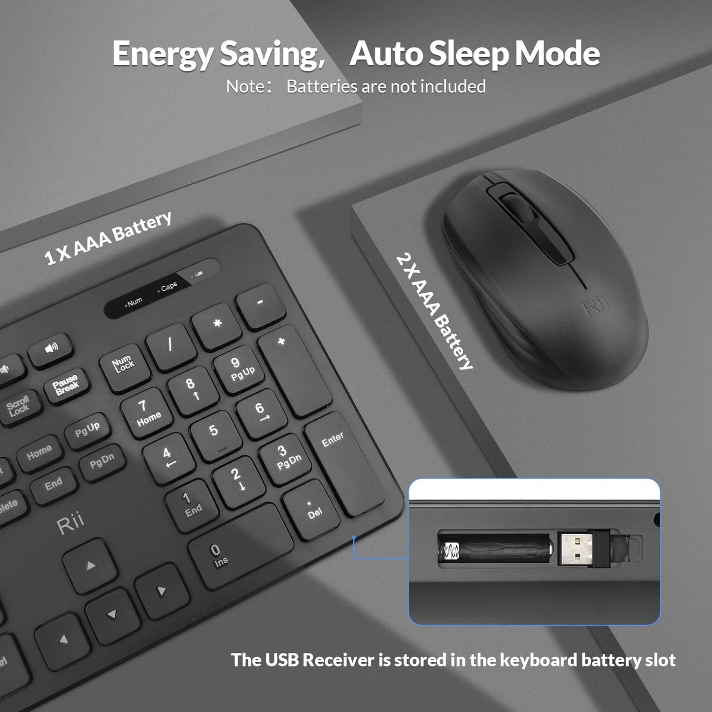 Wireless Keyboard and Mouse Combo - Quiet-Typing Standard Keyboard and Mouse Set for Office, Home, and Business Use
