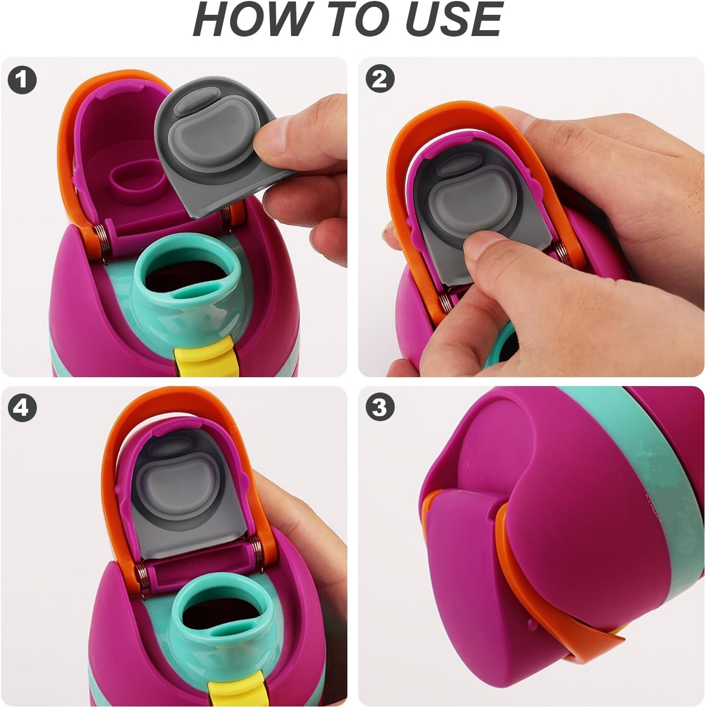 Replacement Stoppers for Owala Freesip Water Bottles - 4 Pack, BPA-Free Silicone Caps for 19/24/32/40 Oz Models