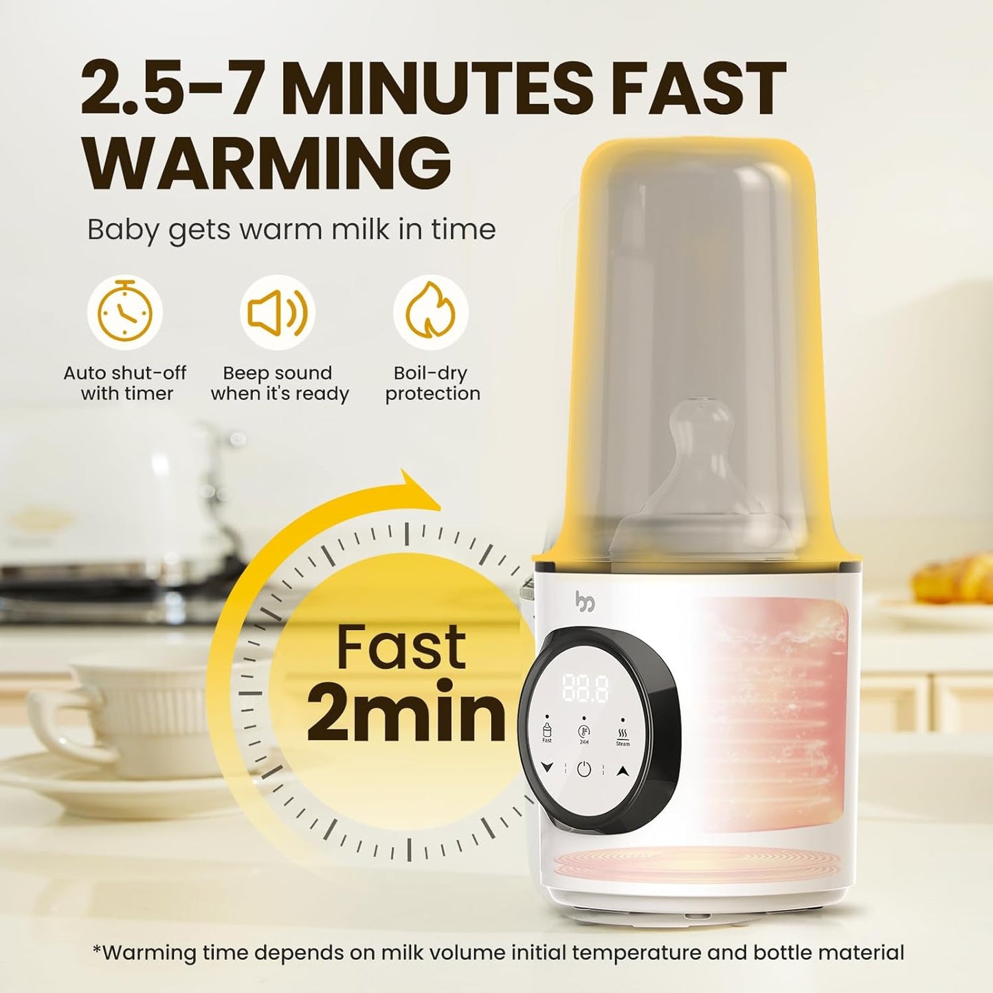 8-in-1 Fast Bottle Warmer for All Bottle Types, Featuring Accurate Temperature Control, 24-Hour Keep Warm Function
