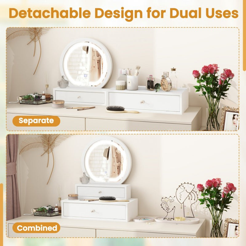 Illuminated Vanity Mirror for Bedroom Tabletop Use