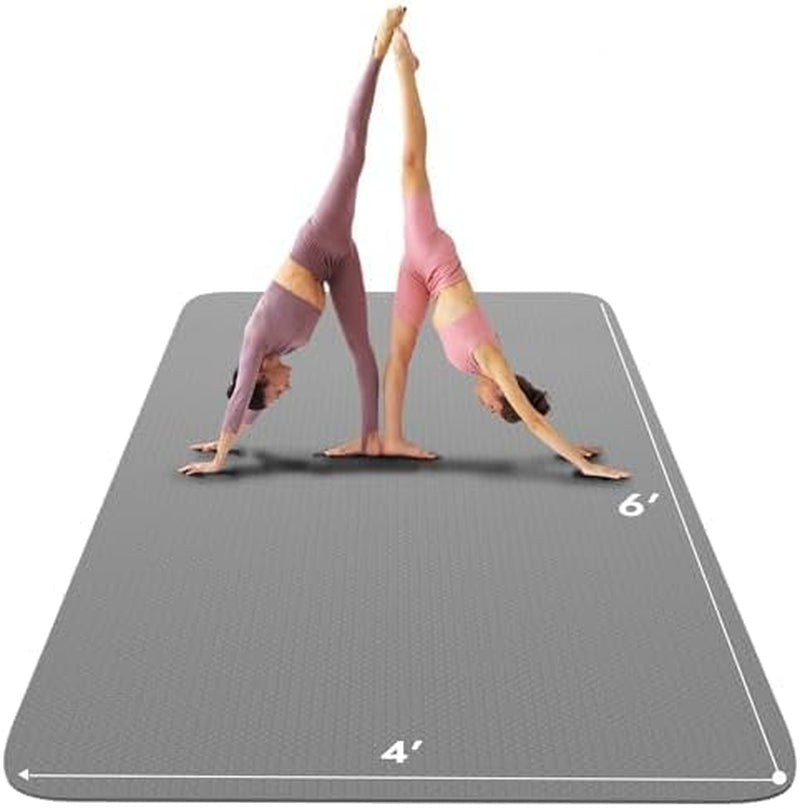 Extra Large Non-Slip Yoga Mat (6' x 4') - Thick TPE Exercise Mat for Yoga, Pilates, and Gym Workouts, Suitable for Men and Women