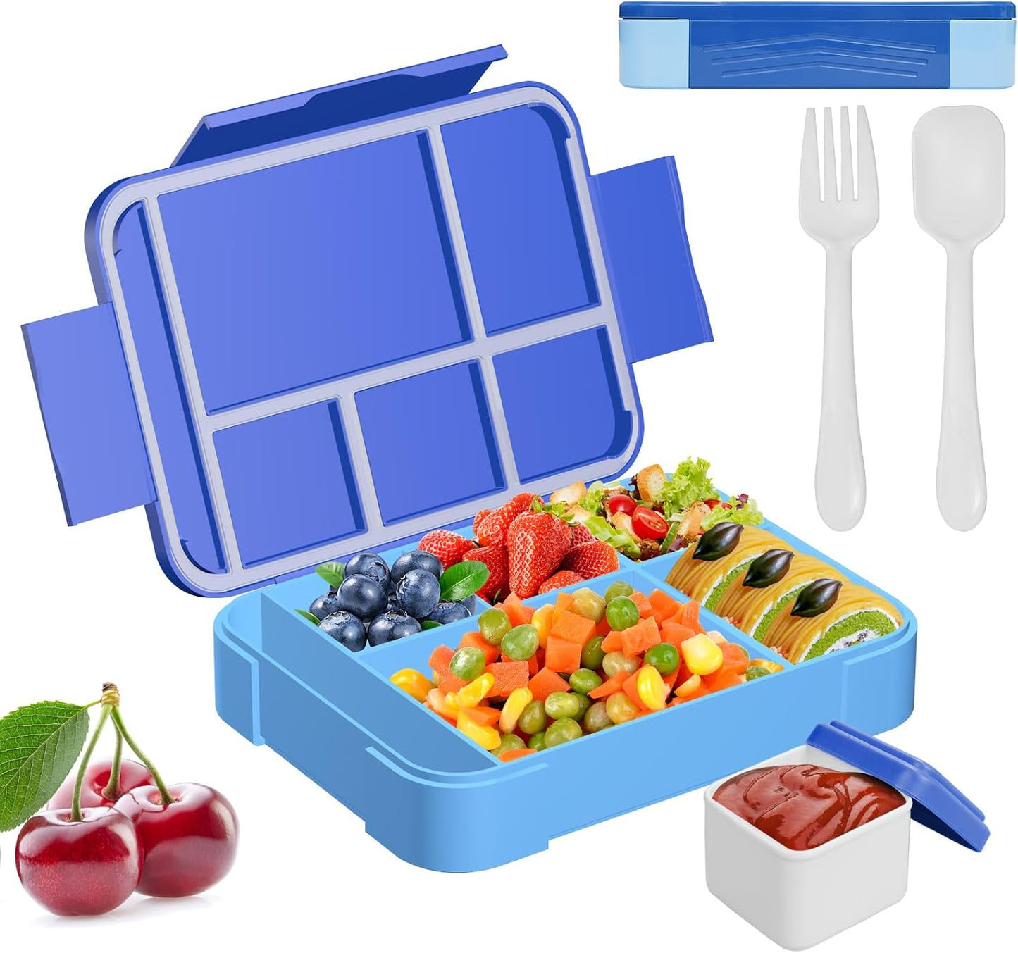 Lunnch Box for Kids and Adults - Leak-Proof Lunch Container with 5 Compartments, BPA Free, Dishwasher Safe