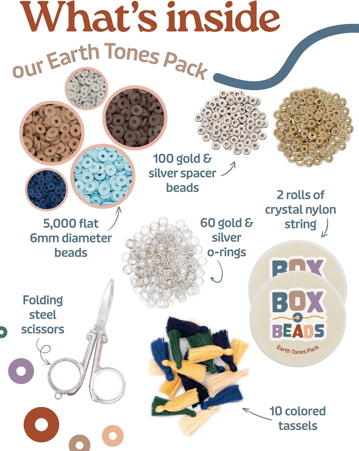 Clay Beads Bracelet Making Kit - 6000 Pcs Polymer Clay Heishi Beads for Jewelry Creation, Ideal DIY Kit for Kids & Teens Ages 8-12, Featuring 24 Earth Tone Colors and 6mm Beads