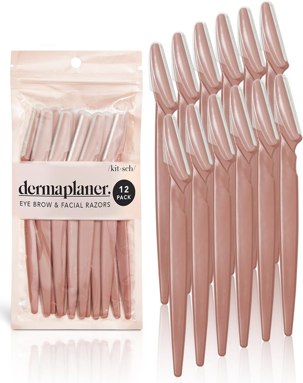 Dermaplaning Tool Set - 12-Piece Facial Hair Removal Kit for Men and Women, Includes Eyebrow Trimmer and Face Razor in Terracotta