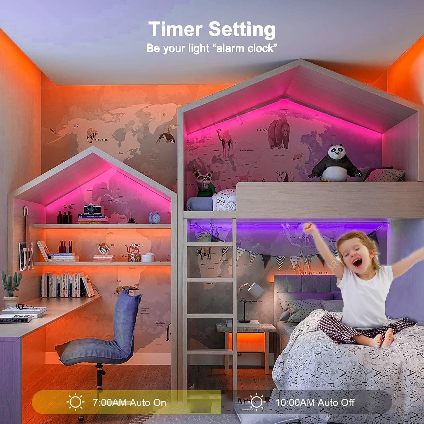 65.6Ft Smart Color Changing LED Strip Lights with Bluetooth Control - Ideal for Bedroom, TV, Party