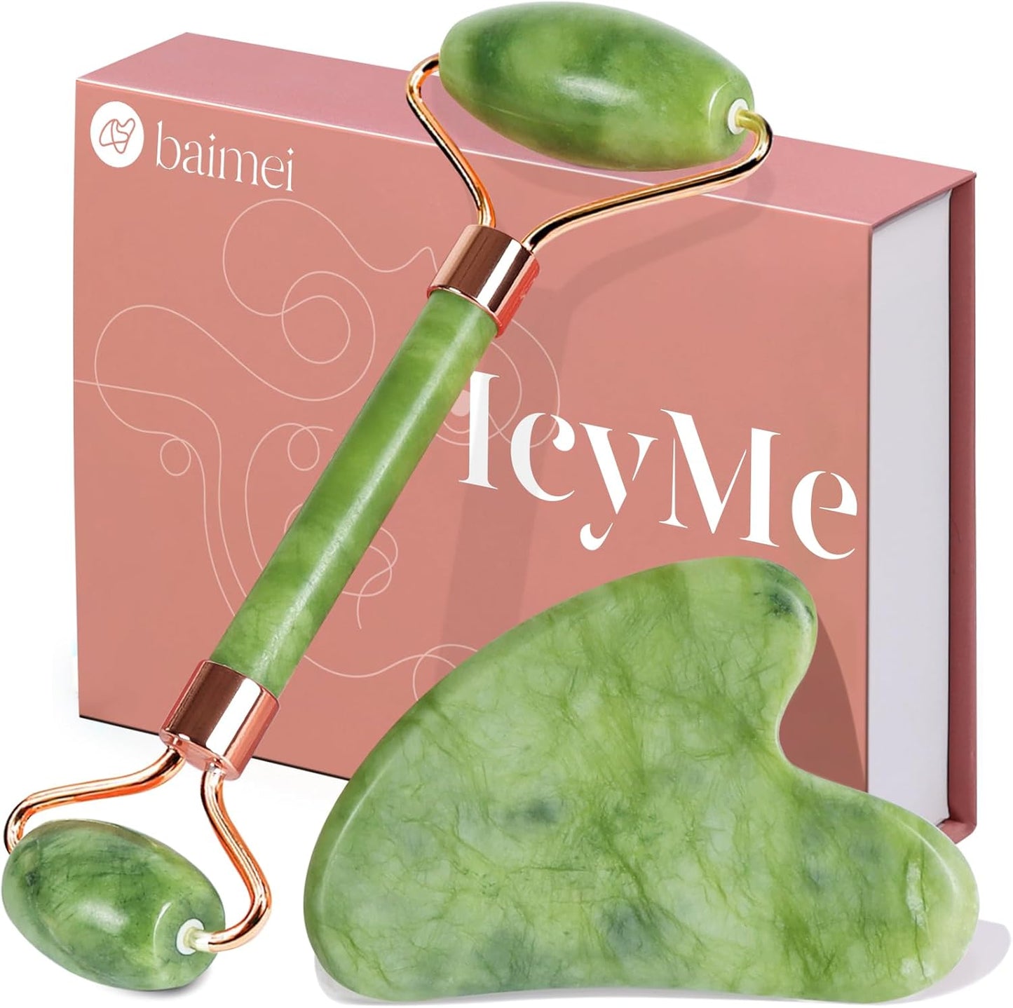 Gua Sha Facial Tool and Jade Roller Set for Anti-Aging, Puffiness Reduction, and Skin Tightening - Self-Care Gift for Men and Women - Crafted from Xiuyan Jade