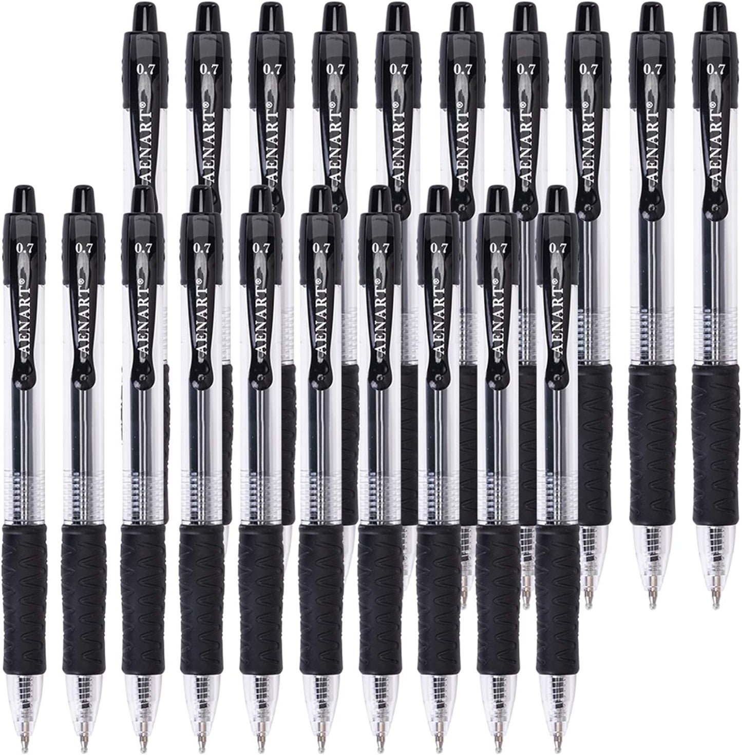 Gel Pens Retractable Fine Point Black Gel Ink Rollerball Pen, Smooth Writing Pens for Office - 0.7Mm with Grips (20 Pack)