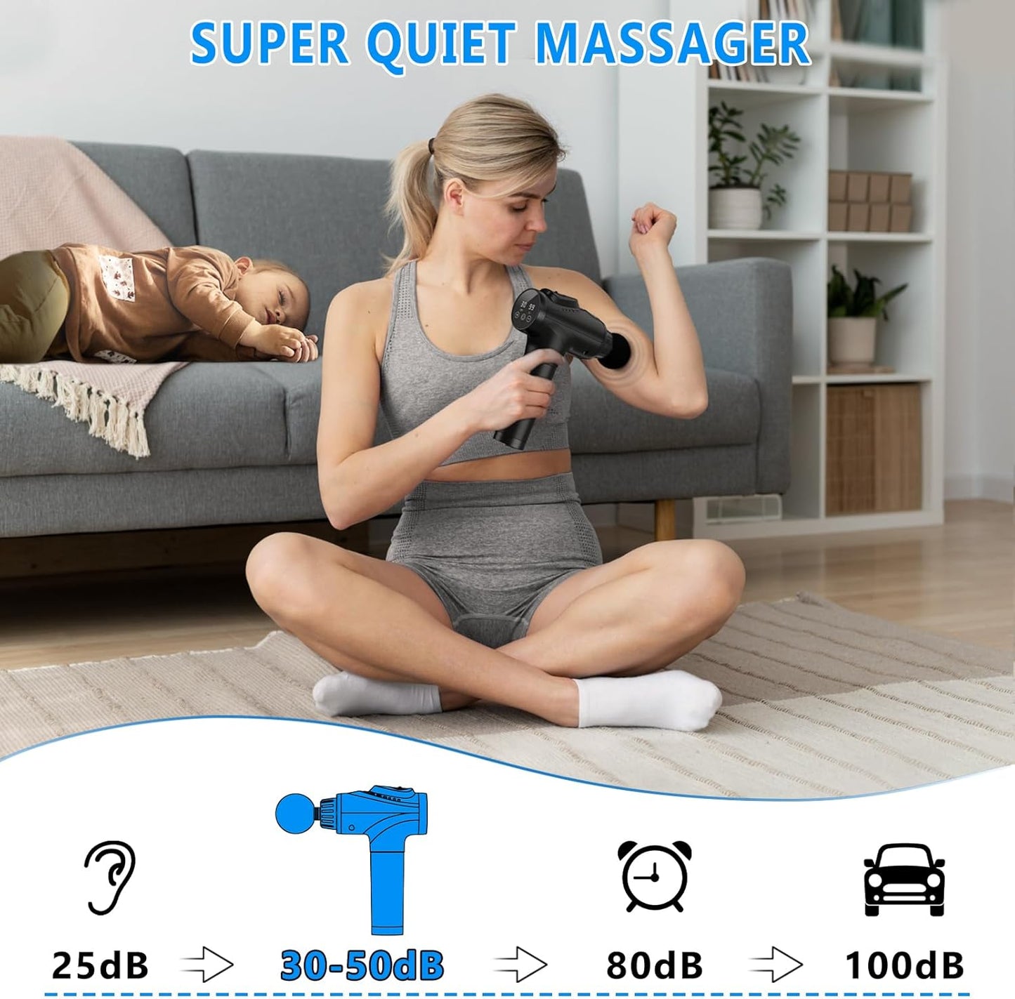 Professional Handheld Deep Tissue Massage Gun for Athletes - 30 Speed Levels with 9 Interchangeable Heads