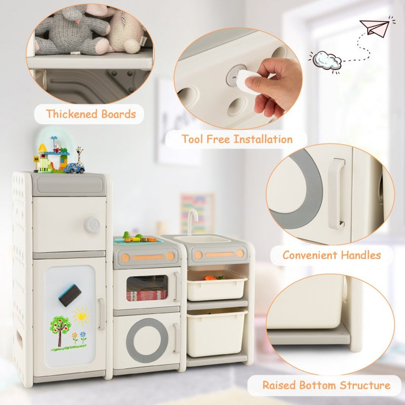 Versatile Toy Storage and Bookshelf with Integrated Magnetic Whiteboard