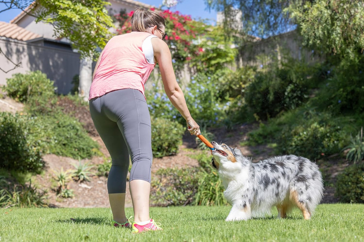 12-Inch Fetch Stick Outdoor Dog Slobber Free Pet Toy for All Breeds-Ring Chaser, Interactive, Indestructible Toy