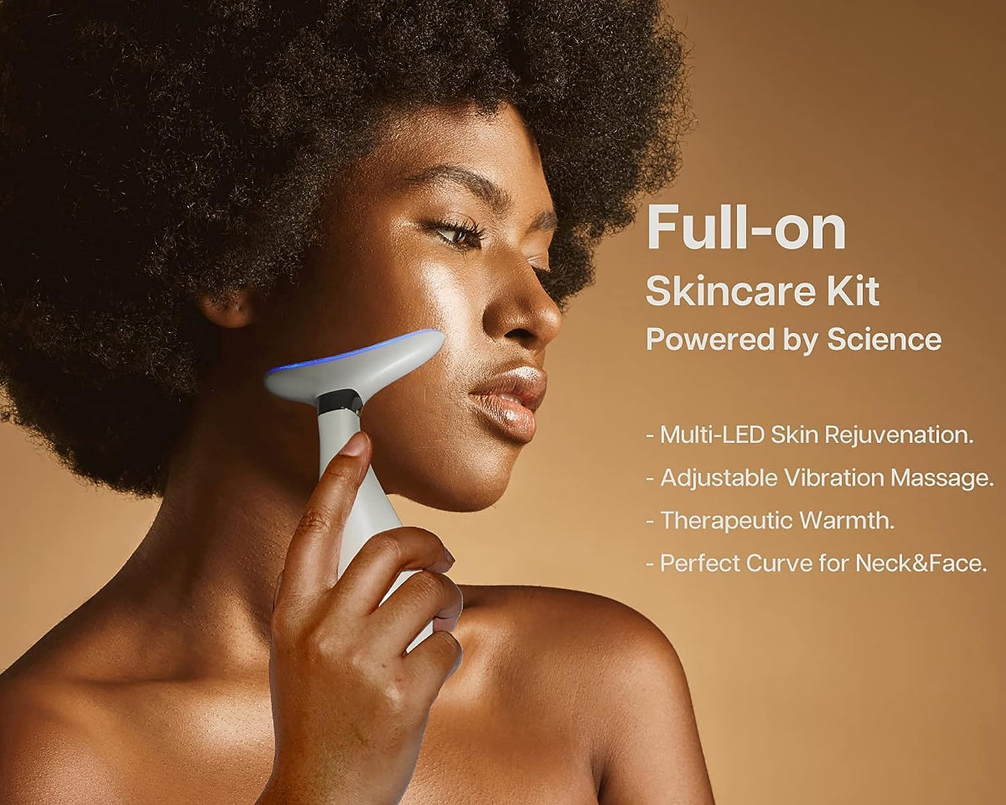 LILY Skin Rejuvenation Device: 3-in-1 Neck and Face Massager, At-Home Facial Spa Tool with Microglow Technology (White)