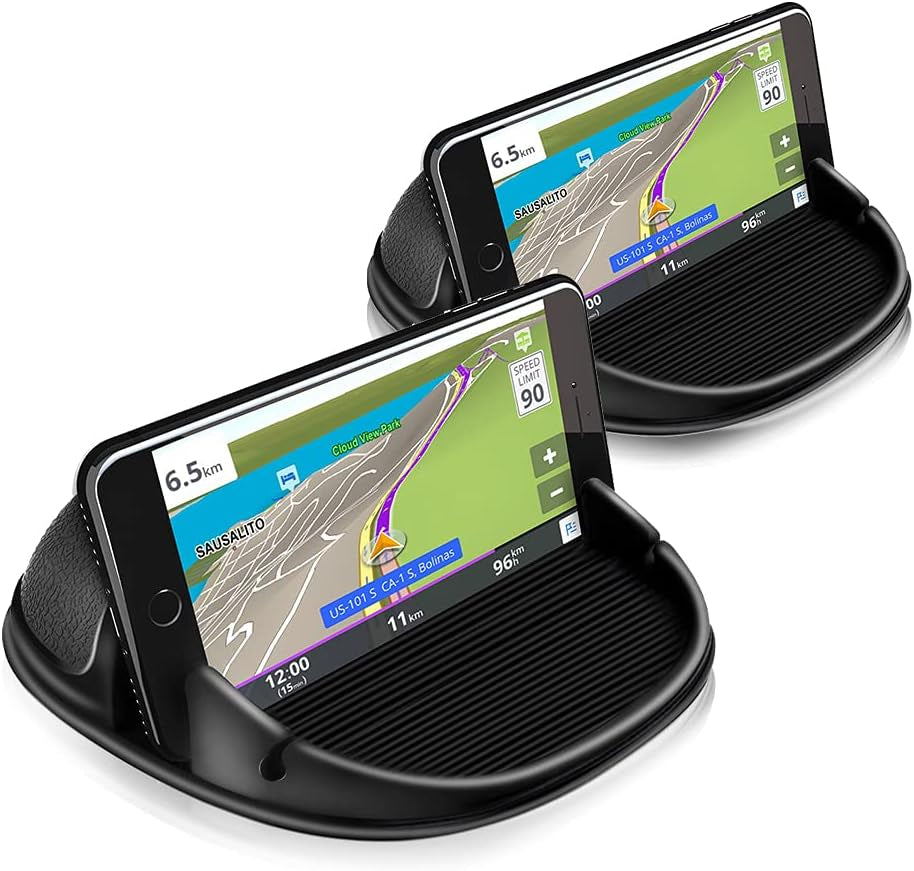 Car Phone Holder, Car Phone Mount Silicone Car Pad Mat for Various Dashboards, Slip Free Desk Phone Stand Compatible with Iphone, Black