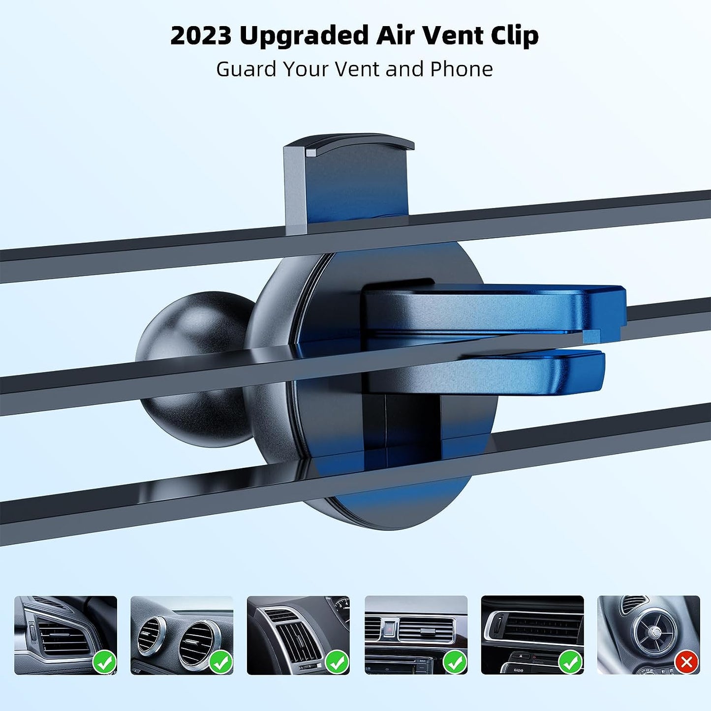 3-in-1 Universal Car Phone Holder with Off-Road Level Suction Cup and Clip - Dashboard, Windshield, and Vent Mount