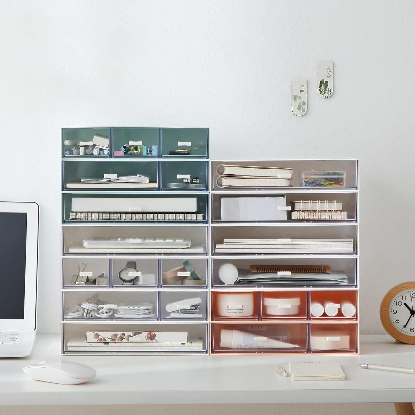 Sophisticated 6-Drawer Desk Organizer for Makeup and Cosmetic Storage for Bathroom and Desktop Organization (White)