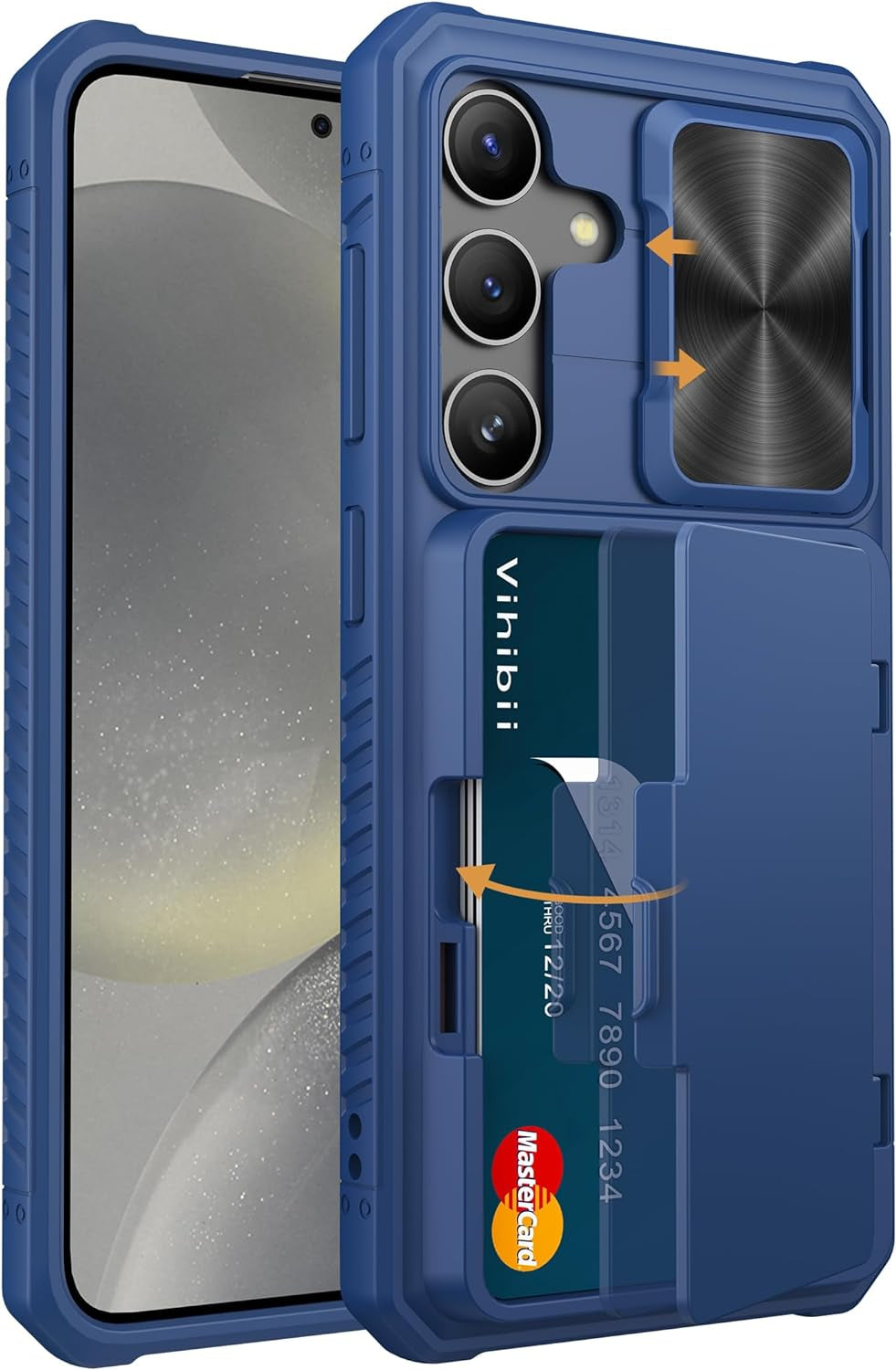 Shockproof Wallet Case for Samsung Galaxy S24 Ultra with Card Holder (4 Cards), Slide Camera Cover, and Kickstand – Black