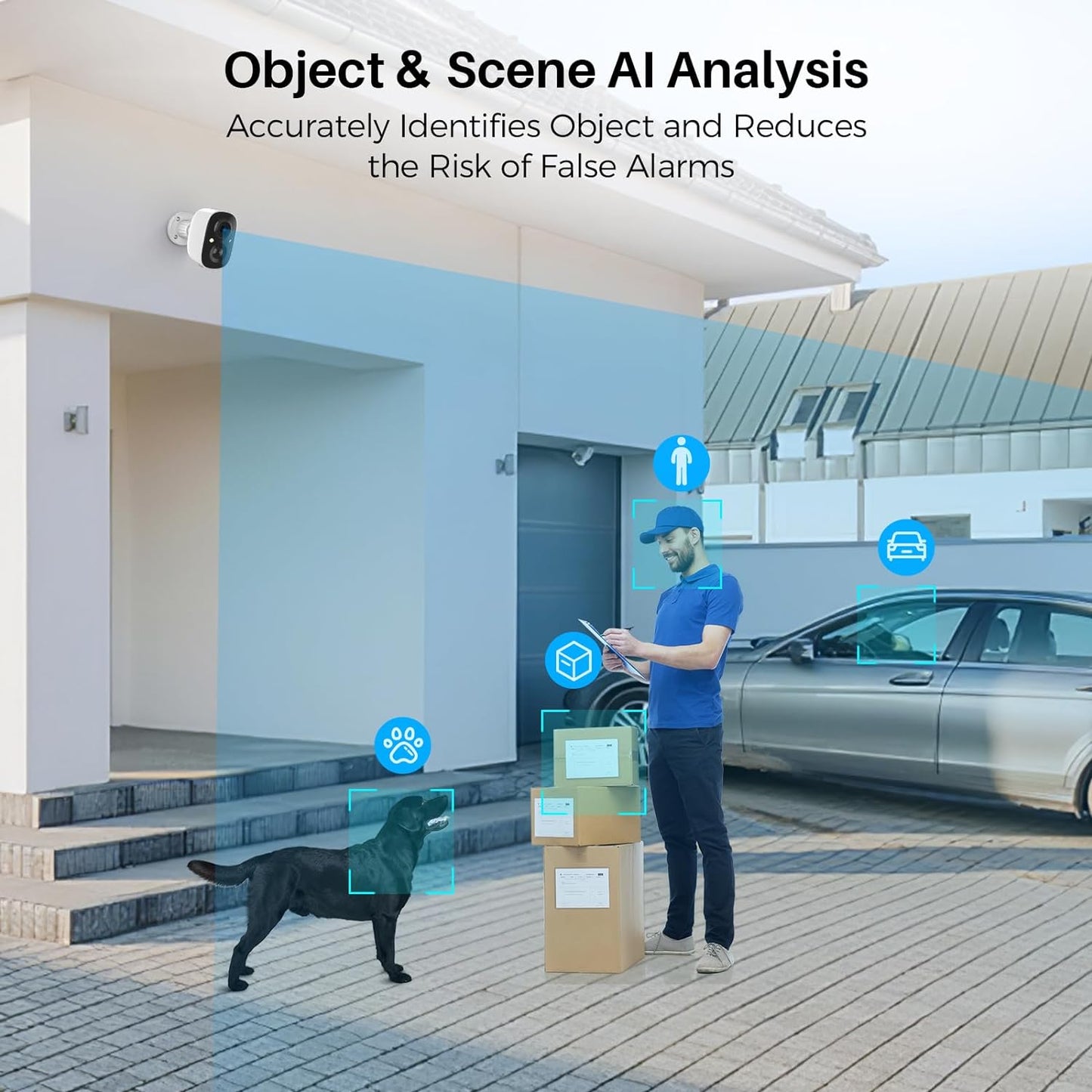 Wireless Outdoor Security Camera System (2-Pack) - Battery-Powered Home Surveillance with AI Motion Detection, Spotlight, Siren Alarm