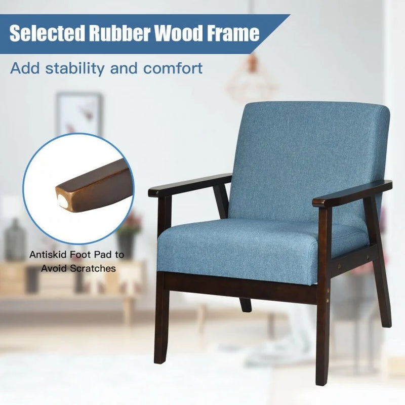 Mid-Century Modern Fabric Accent Armchair for Living Room