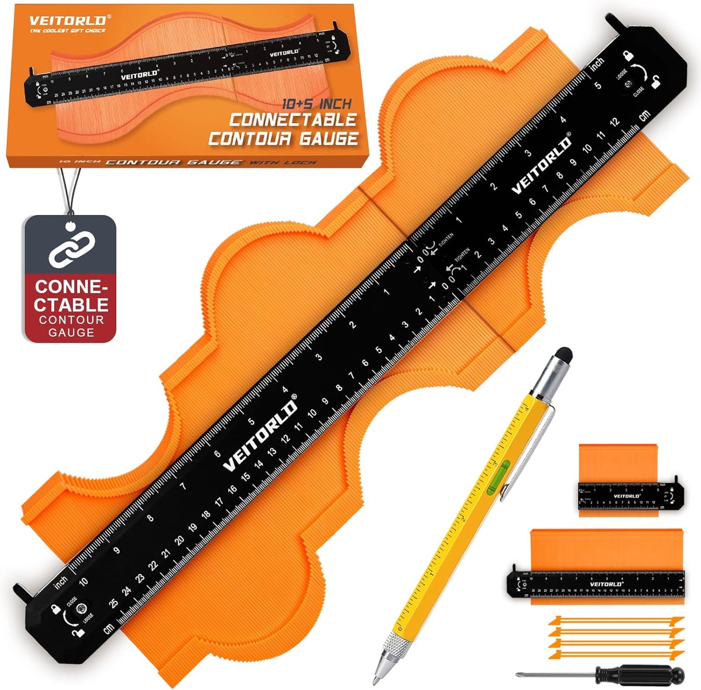 10-Inch Contour Gauge Profile Tool with Lock - Woodworking and Construction, Perfect Gift for Valentine's Day, Anniversaries, and Birthdays for Him