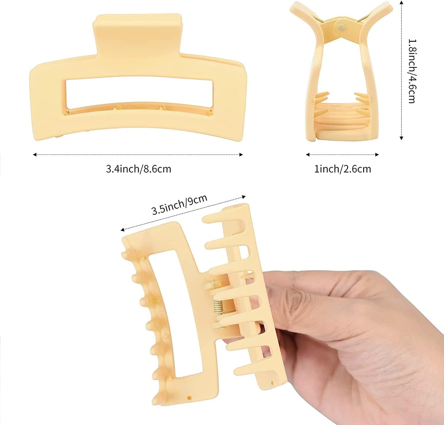 Set of 5 Non-Slip Large Hair Claw Clips for Strong Hold - Fashionable Hair Styling Accessories for Women