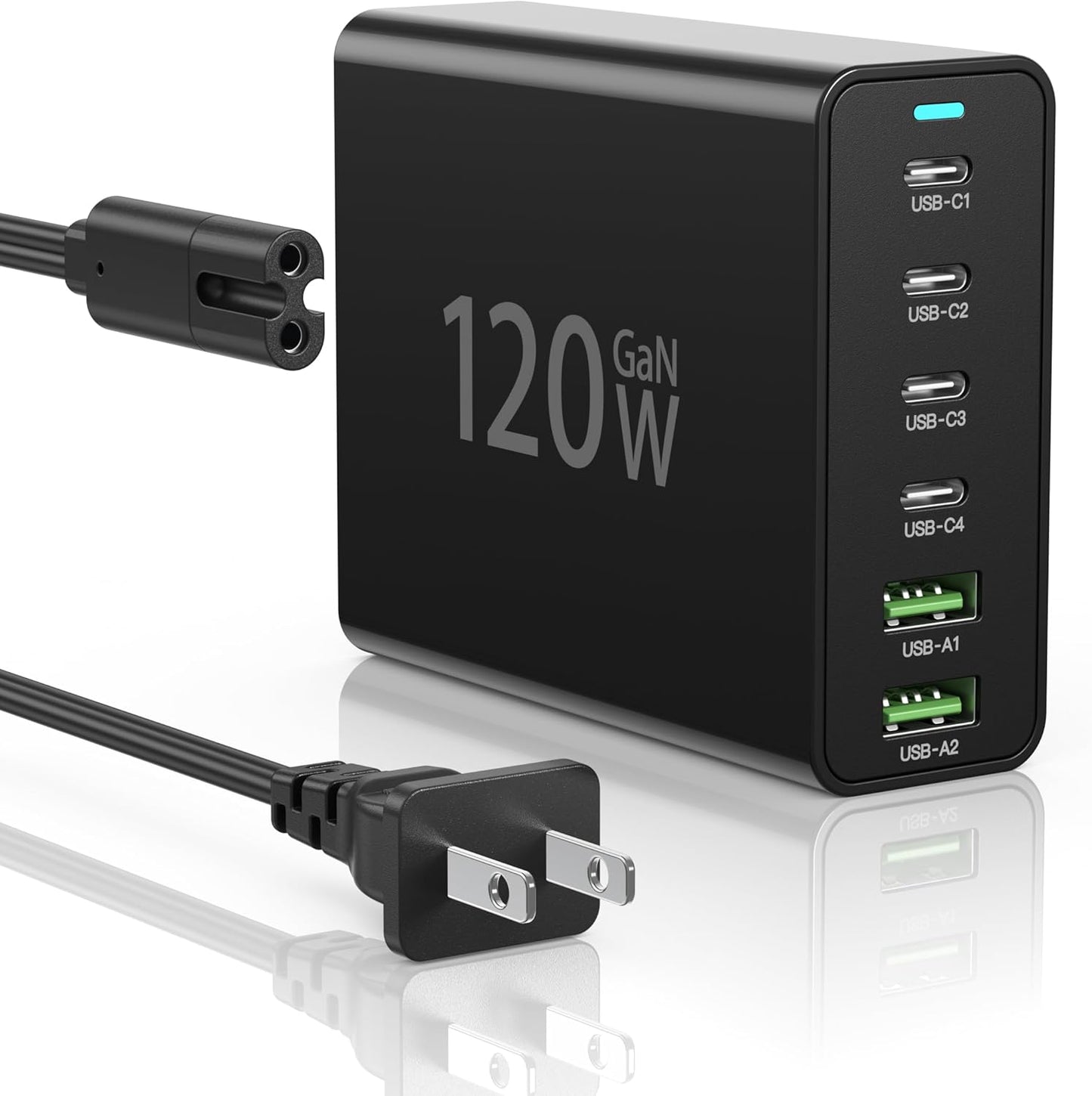120W USB C Fast Charging Station with 6 Ports, Multiport USB Wall Charger Hub Compatible with iPhone 14/13/12/15, Samsung Galaxy S23/S22/Note, iPad Pro, and Tablets