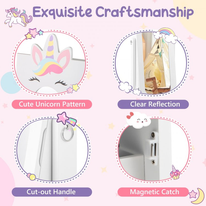 Children's Jewelry Cabinet with Full-Length Mirror for Bedrooms and Playrooms