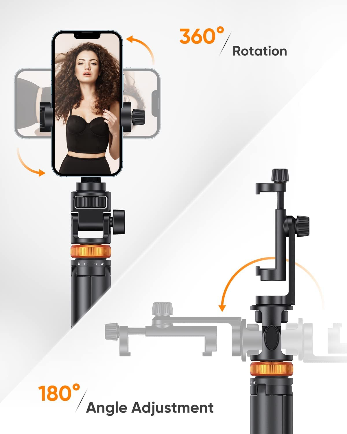 62" Phone Tripod, Tripod for iPhone, Selfie Stick Tripod with Remote, Extendable Phone Tripod Stand, Travel, Compatible with Iphone/Android