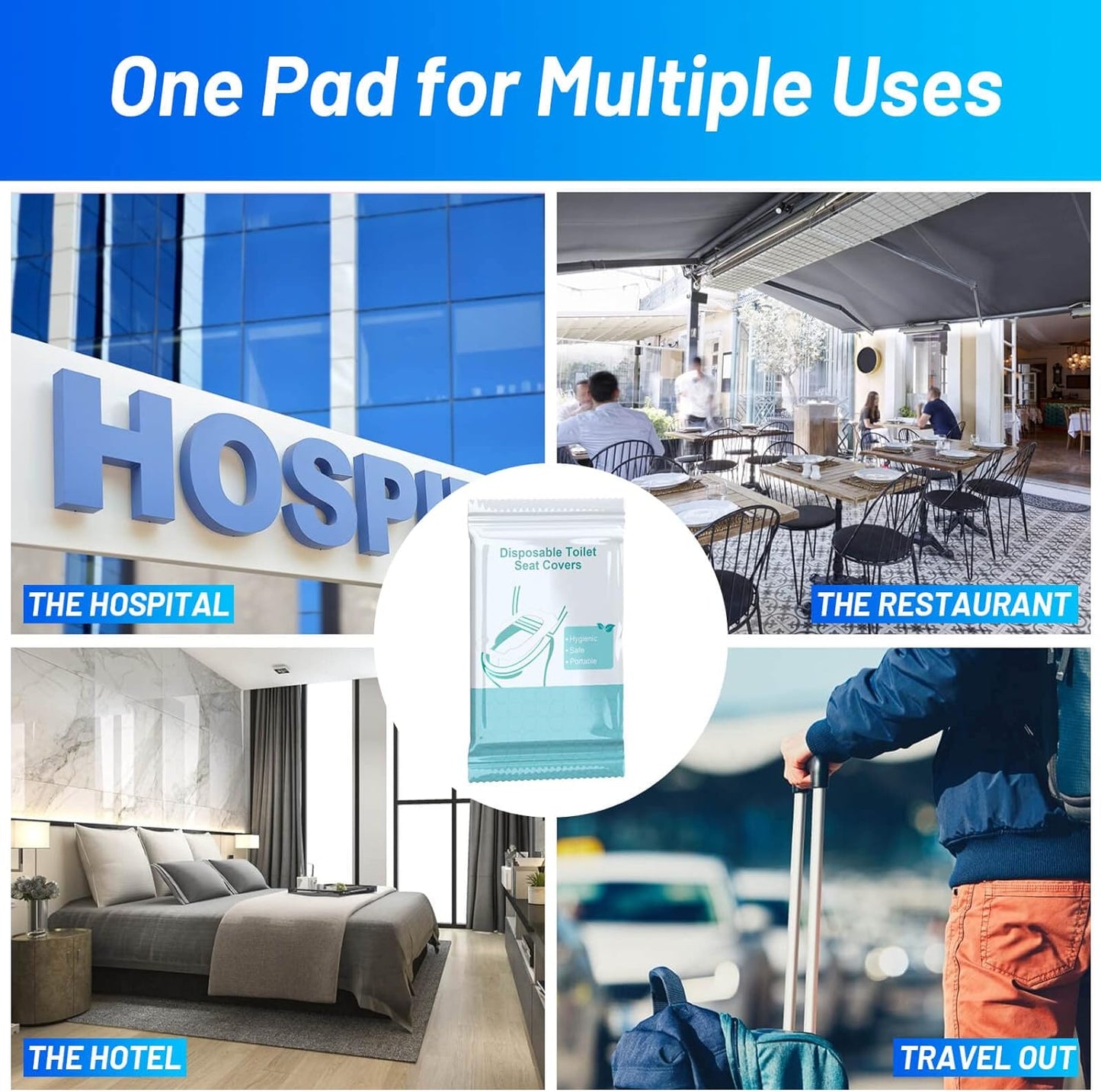 30-Pack Disposable Toilet Seat Covers - 100% Waterproof XL Individually Wrapped for Adults and Kids for Potty Training and Travel