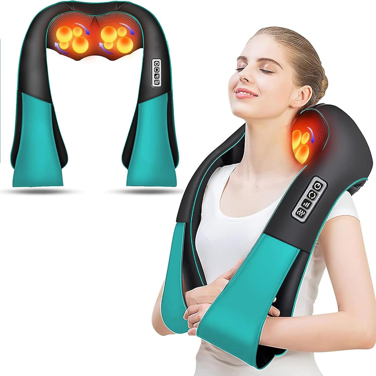 Shiatsu Neck and Shoulder Massager with Heat - 4D Deep Tissue Kneading Massage Pillow for Neck, Back, Waist, and Legs