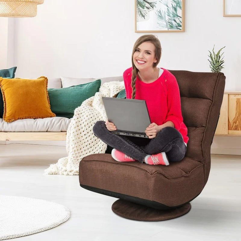 360-Degree Swivel Folding Gaming Chair with Adjustable Backrest