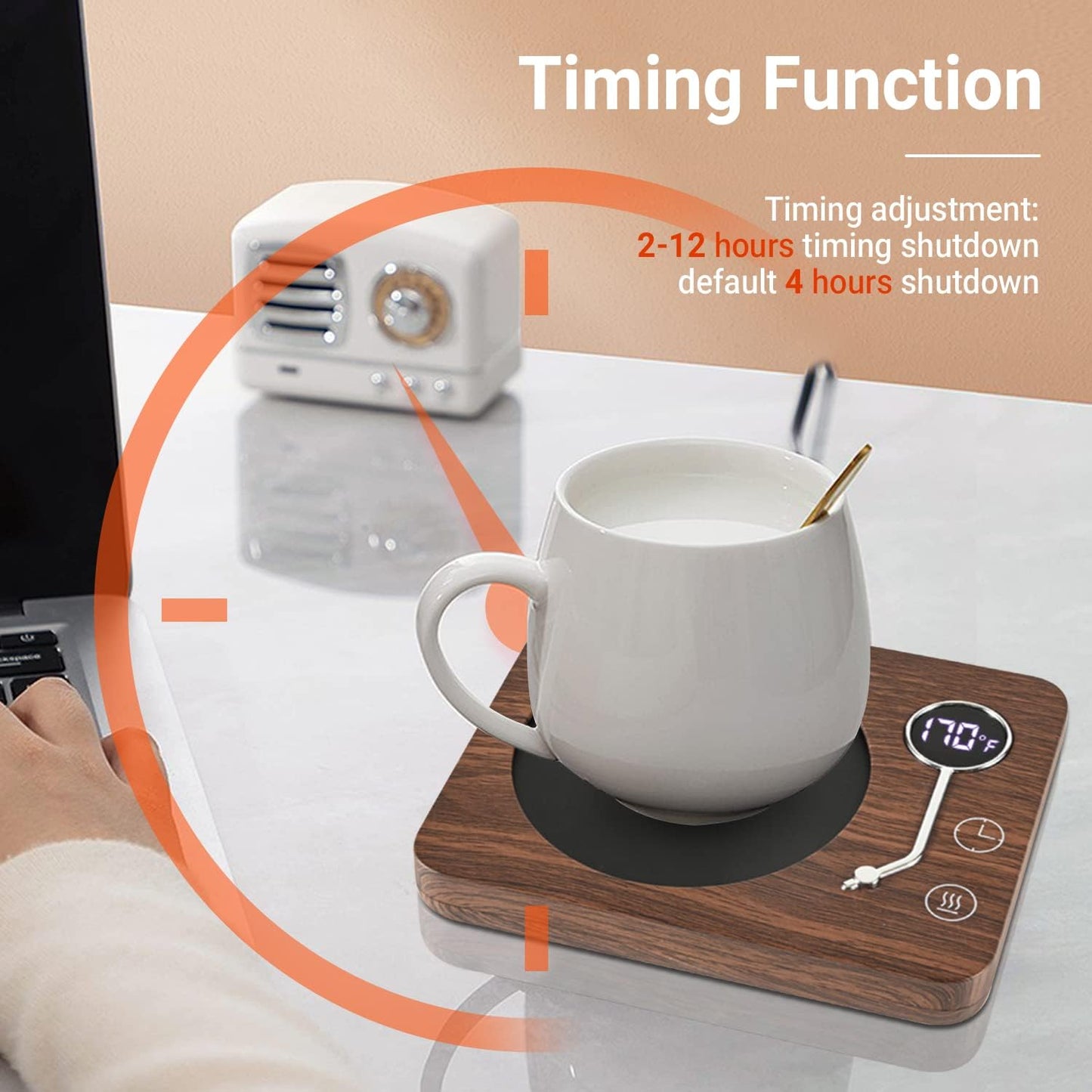 Coffee Mug Warmer with Three Temperature Settings and Auto Shut-Off for Desk Use - Ideal for Coffee, Milk, Tea, and Beverages