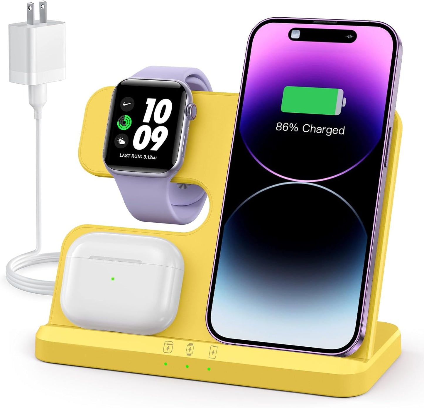 3-in-1 Wireless Charging Station for Apple Devices - Compatible with iPhone 16/15/14/13/12/11/X/8, Apple Watch, and AirPods Pro/3/4