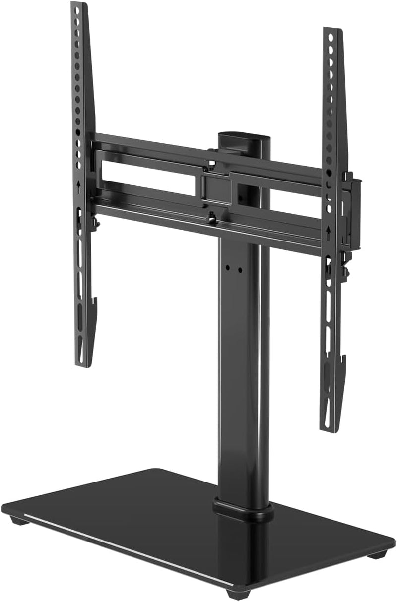 Universal Height Adjustable Swivel TV Stand for 26-55 Inch TV Screens, Glass Base, Supports Up to 99 lbs, Max VESA 400x400 mm
