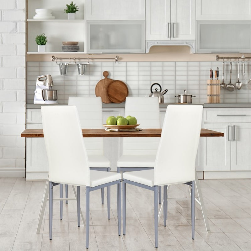 Set of 4 Elegant PVC Leather Dining Chairs with Sturdy Metal Legs