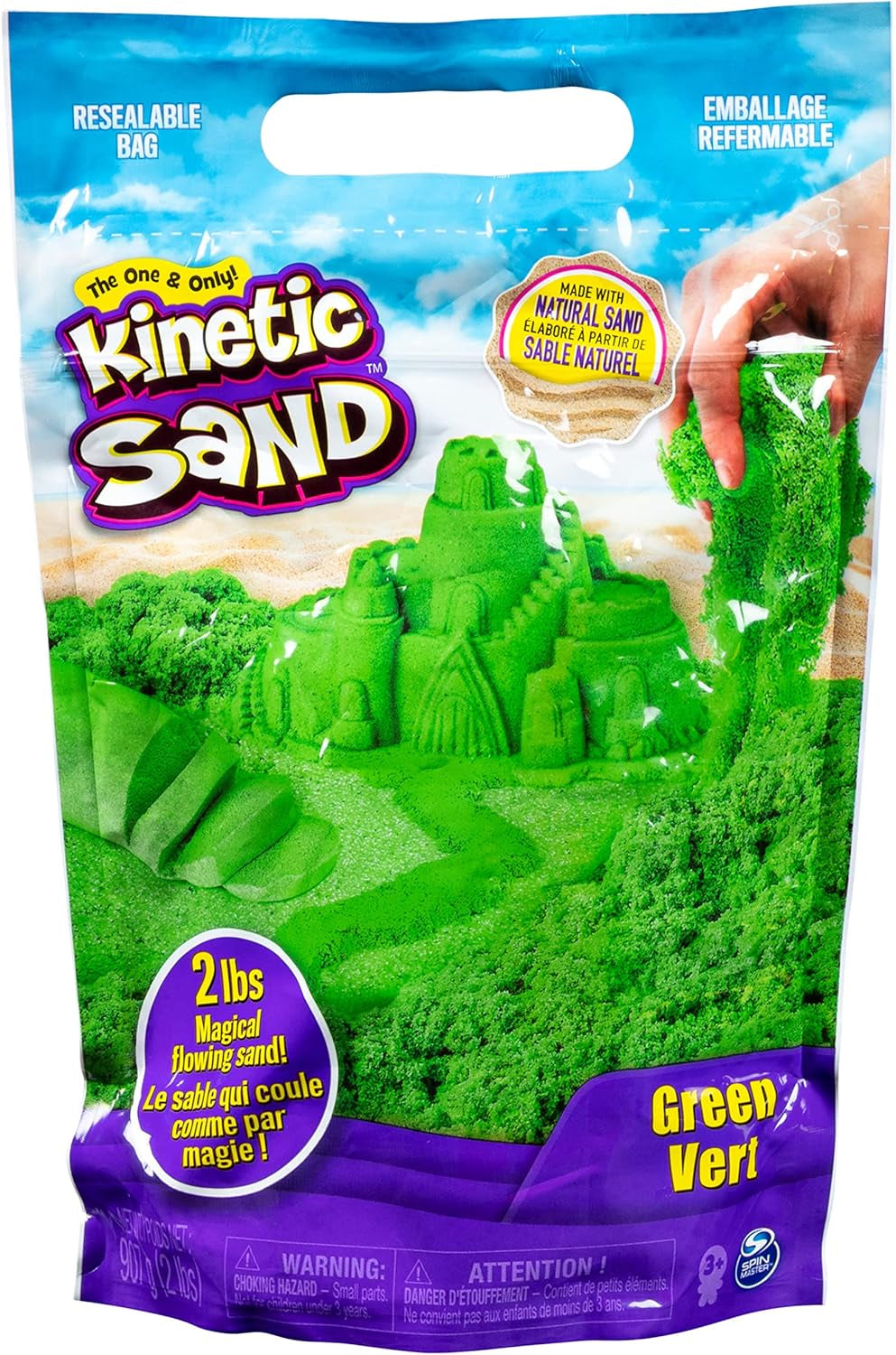 , 2Lb Pink Play Sand in Resealable Bag, Moldable Sensory Toys, Christmas Gifts for Kids Ages 3+