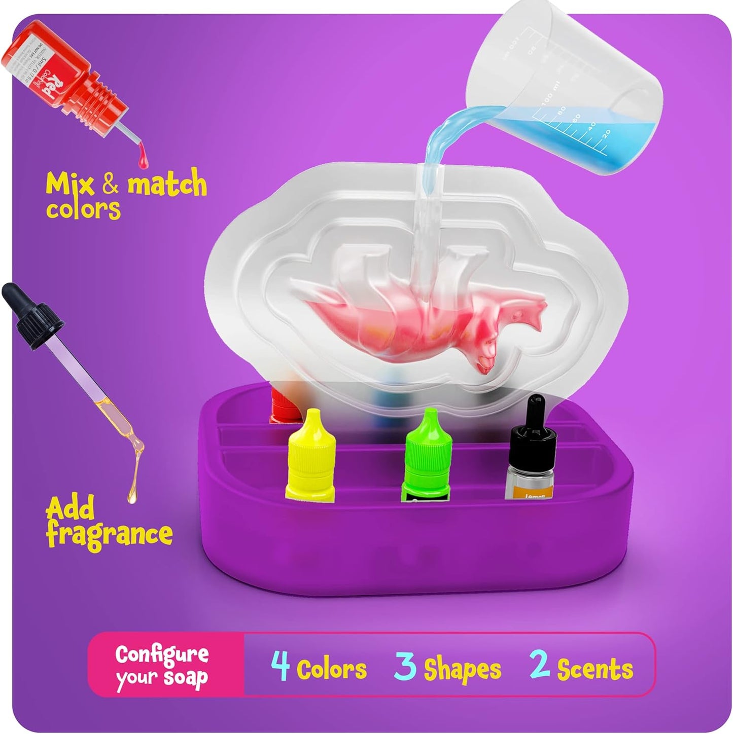 Dino Soap Making Kit for Kids - Dinosaur Science Kits for Kids All Ages - STEM DIY Activity Craft Kits - Crafts Gift for Girls and Boys