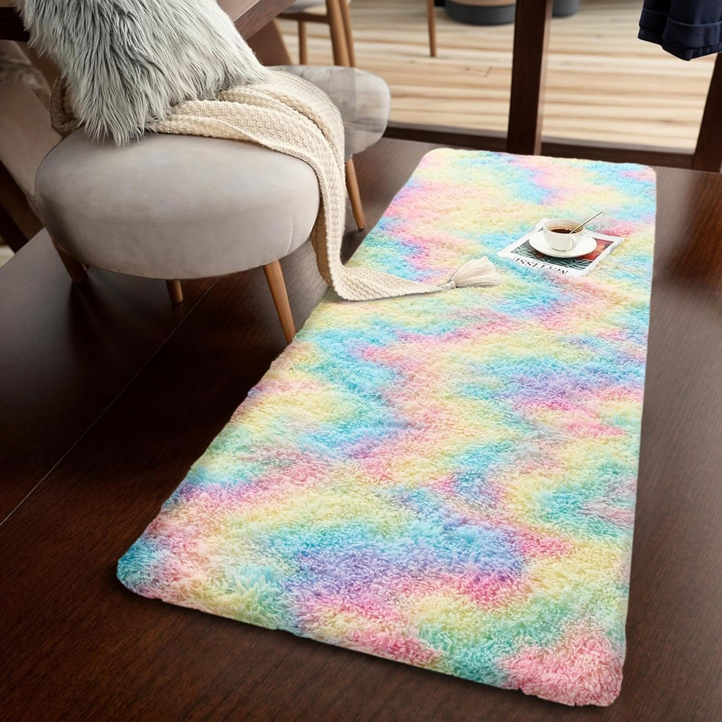 Ultra Soft Modern Shaggy Area Rug for Bedroom and Living Room - Fluffy Throw Carpet for Kids' Rooms (4x6 Feet, Dark Gray)