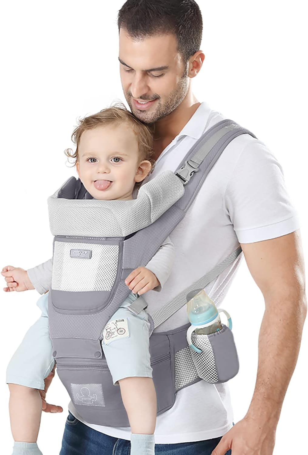 Ergonomic Baby Carrier with Hip Seat - Versatile Kangaroo Bag for Infants to Toddlers (7-66 lbs) - Front and Back Carrying Option