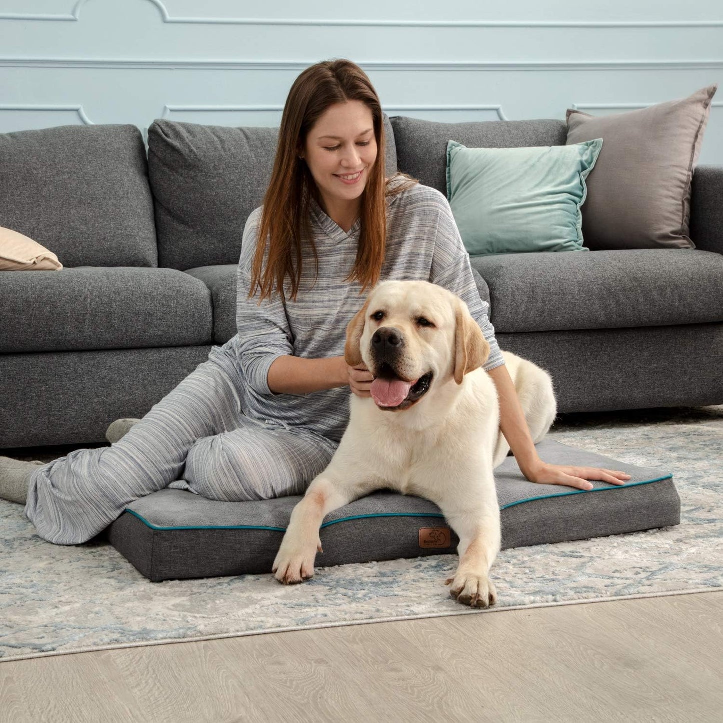 Orthopedic Dog Bed - Memory Foam Waterproof - Joint Relief, Removable Washable Cover, Plush Flannel Fleece Top, Nonskid Bottom