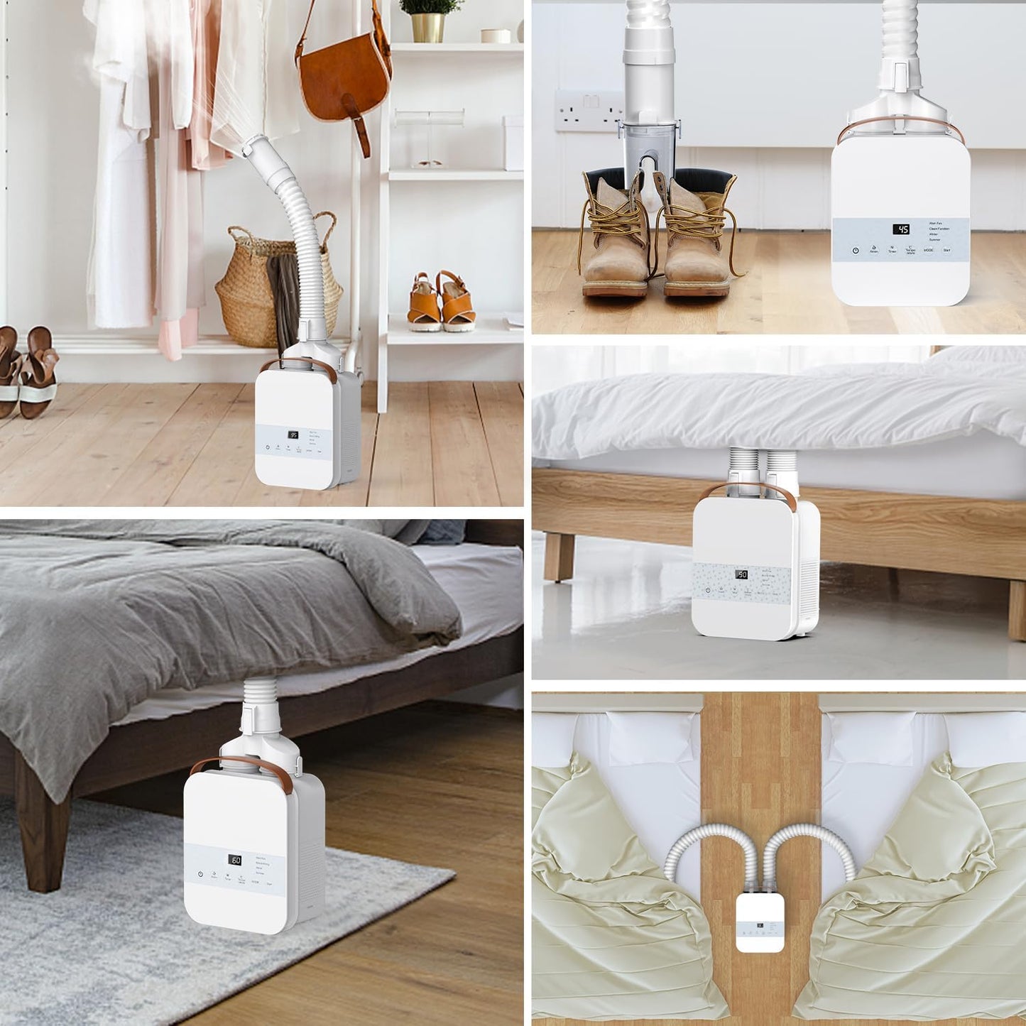 Portable Blanket Warmer with Dual Nozzle and Shoe Dryer Attachment, LCD Touch Control, Ideal for All Seasons and Climate Adaptation