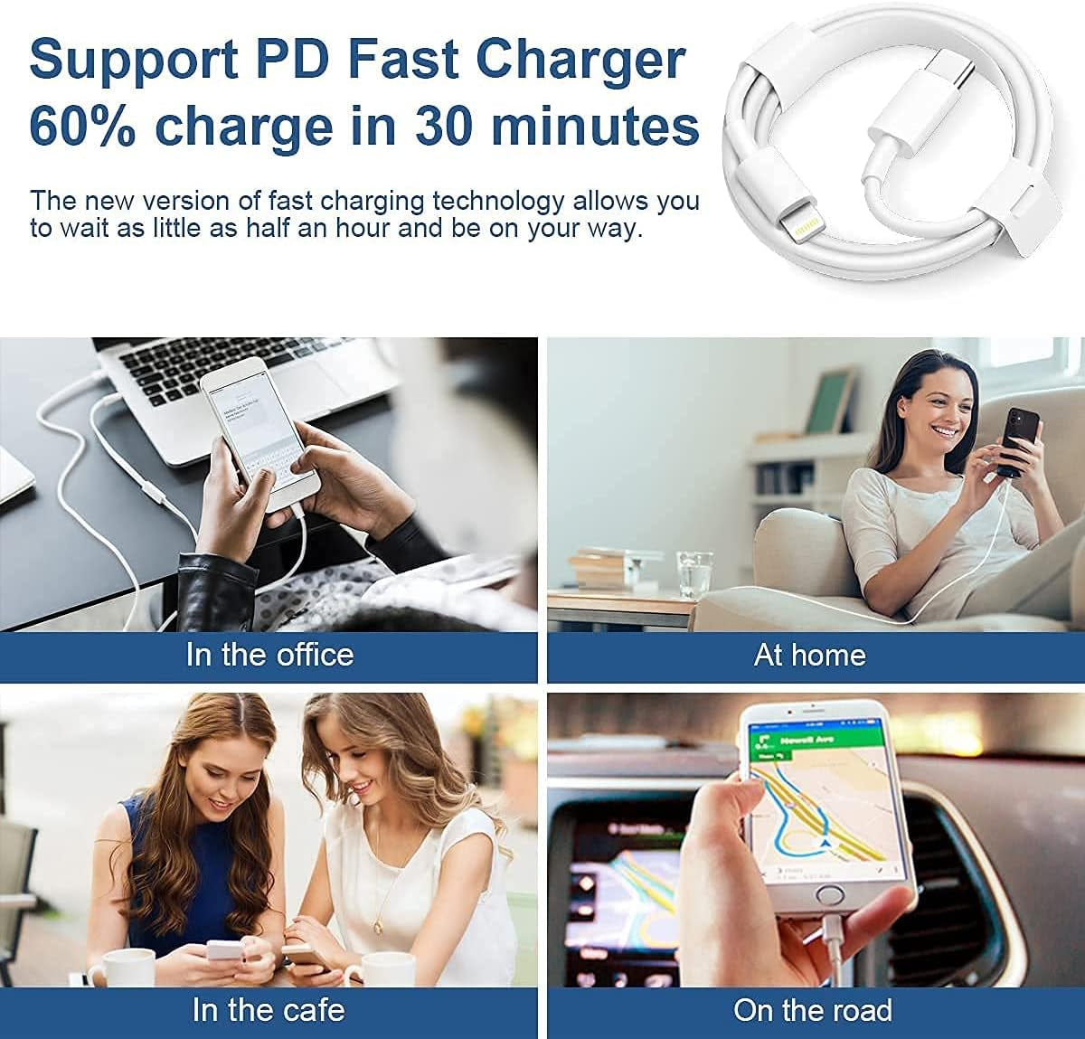 Apple MFi Certified 20W Fast Charger - Dual Pack Type C Wall Charger with 6Ft USB C to Lightning Cables for iPhone 14/13/12/11 Pro/Pro Max/Xs Max/Xr/X/iPad/AirPods Pro
